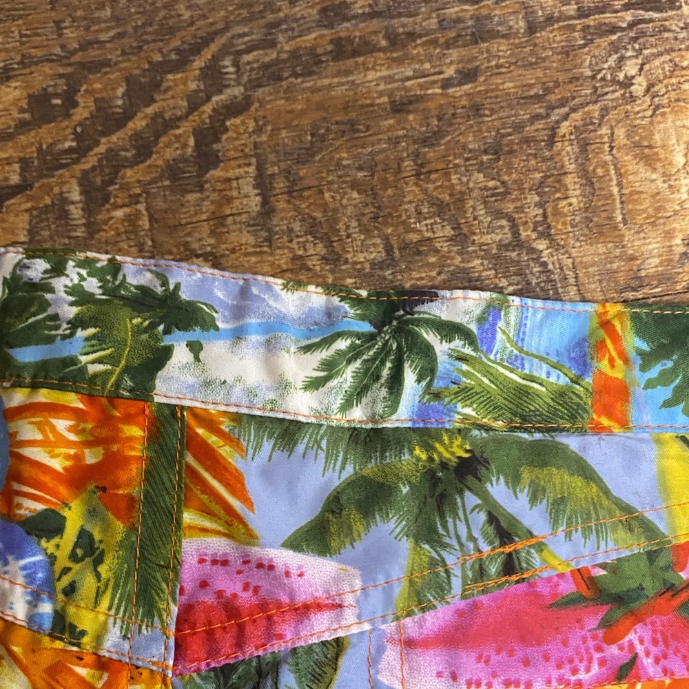 No Boundaries size small Orange and Blue Floral Swim Shorts patchwork tropical - Picture 10 of 11